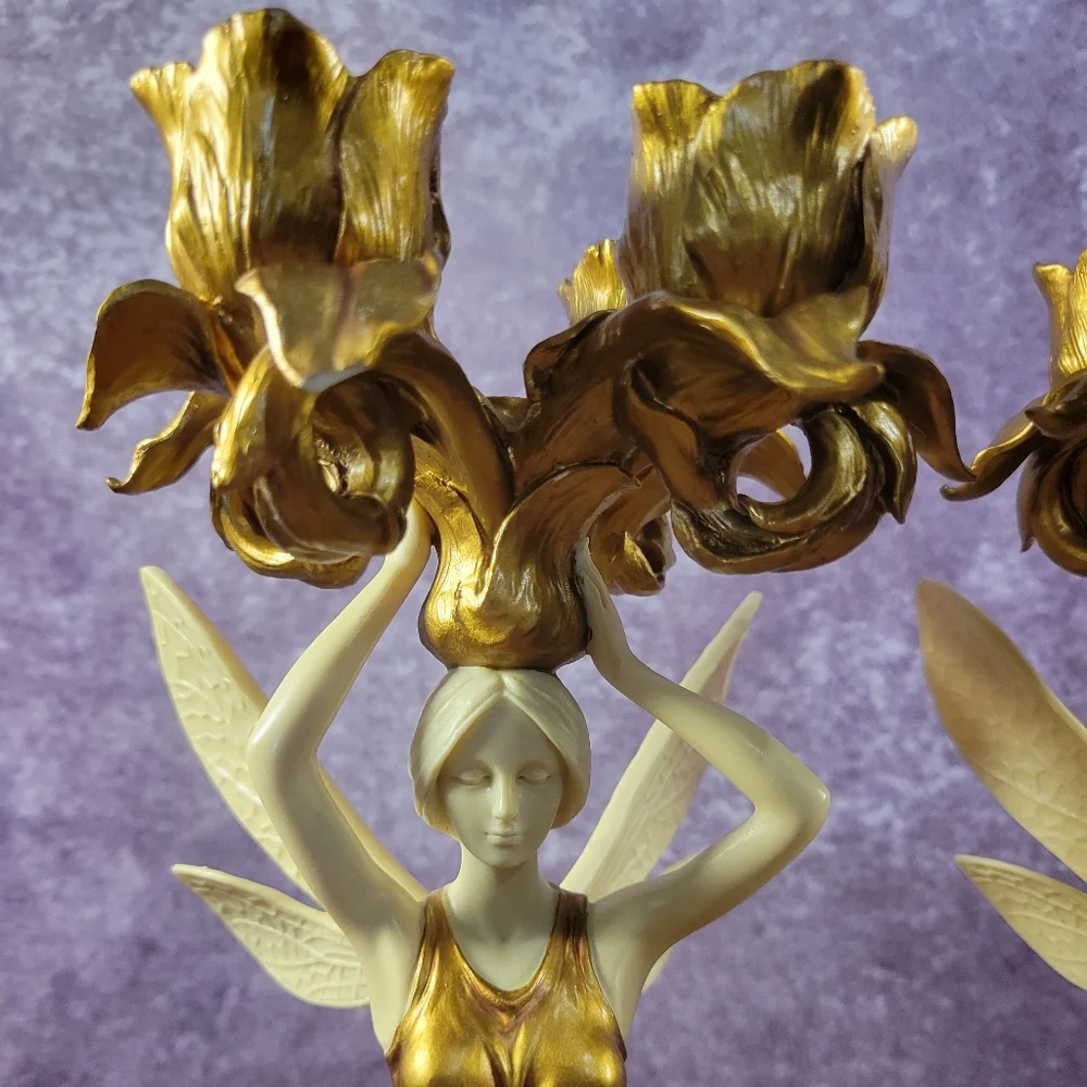 2 Veronese Fairy Holding Candlestick Holder 13‎ 1/8 Inches Tall